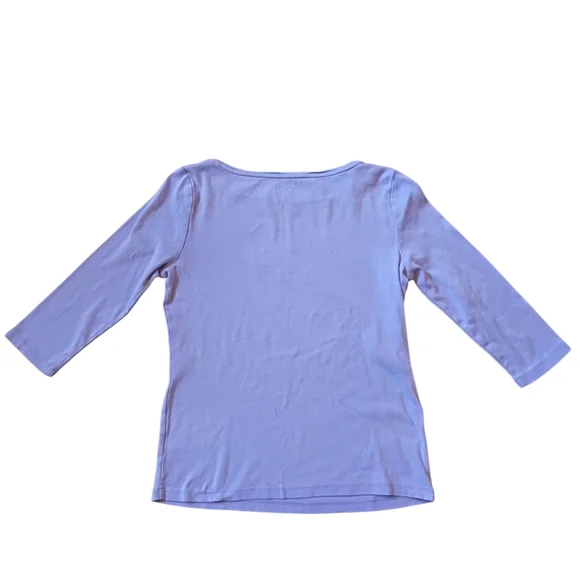 Talbots Women's Lavender 100% Cotton Top 3/4 Length Sleeves Size Petite/Small - Picture 3 of 5
